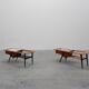 2 tables basses '210', bois de teck et céramique, par Alfred Hendrickx, Belform
