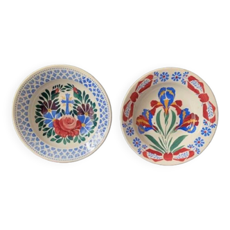 Old earthenware hollow dishes, with floral pattern, 19th/early 20th century