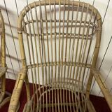 Pair of vintage rattan armchairs, Italy 1950