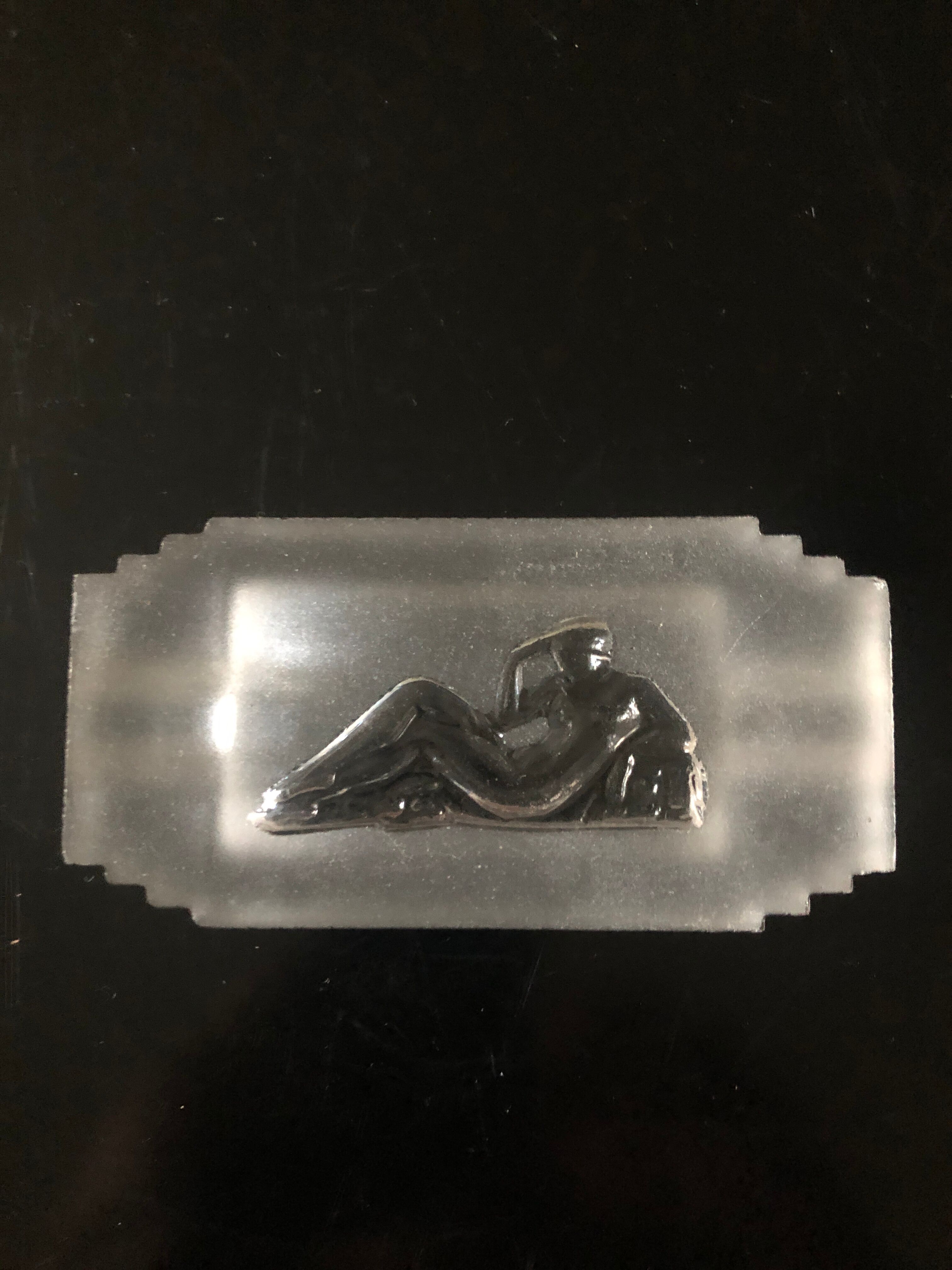 Art deco pressed glass ashtray