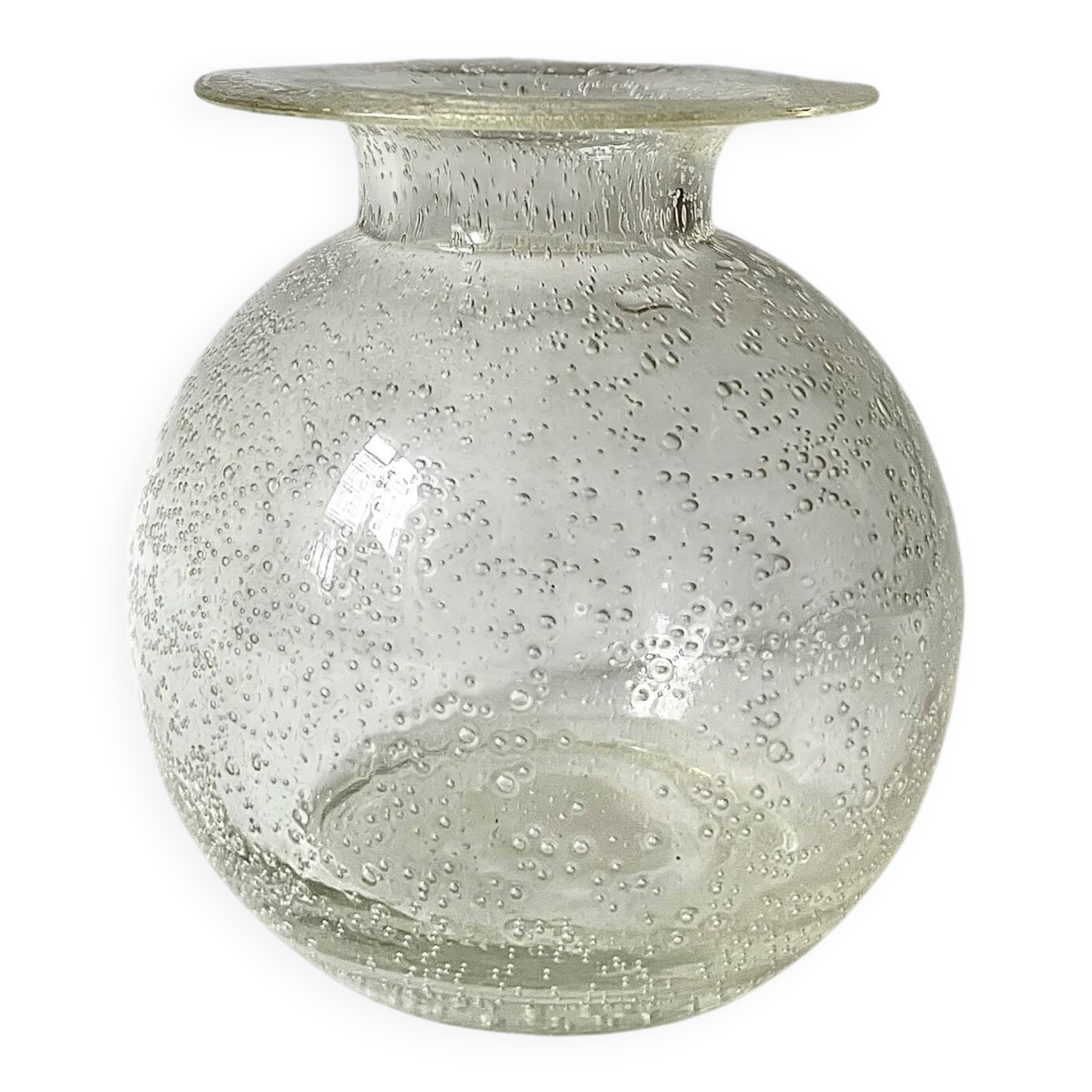 Blown glass vase with bubbles from Biot, France 1970
