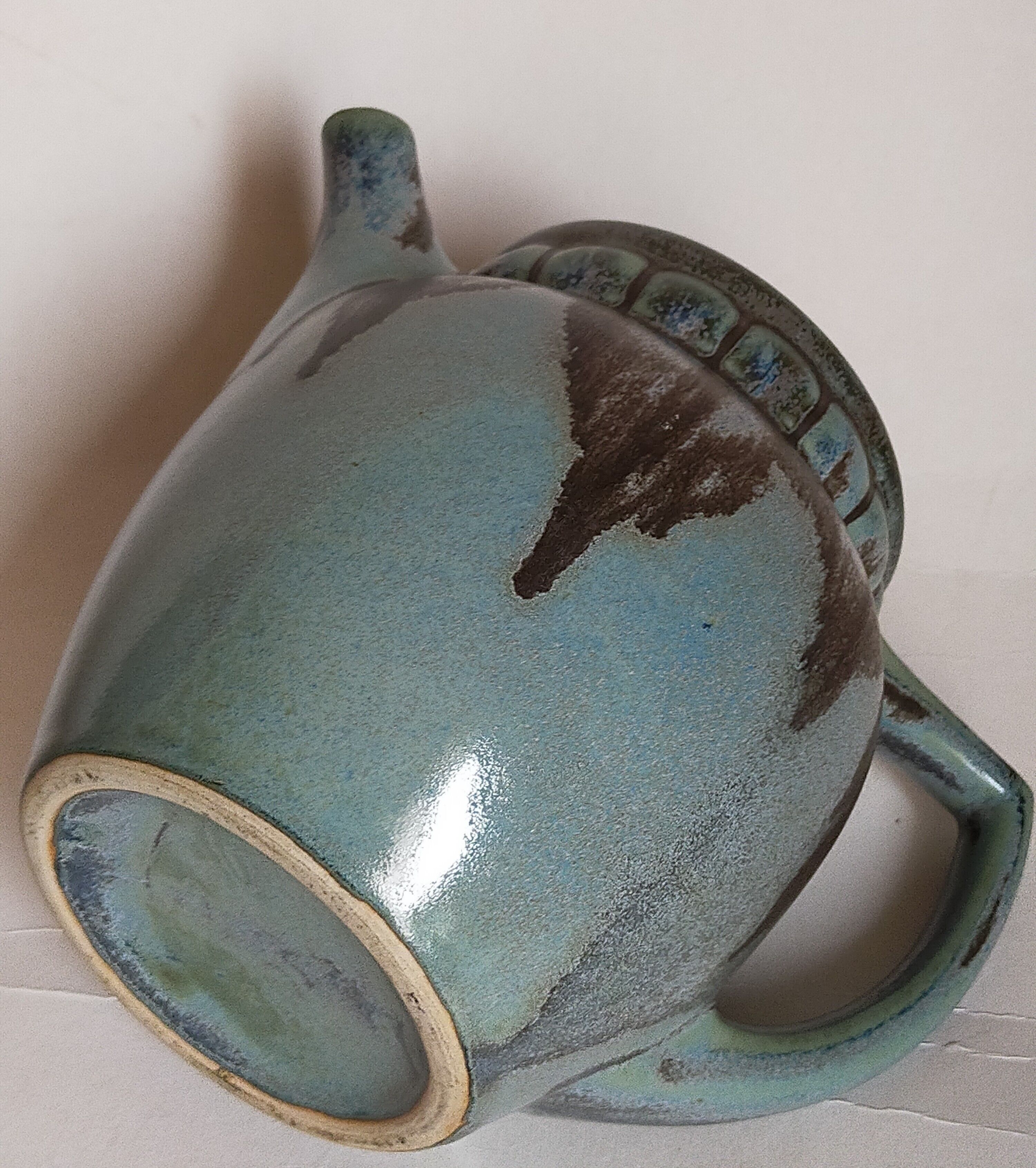 Denbac art-deco pitcher in flammé sandstone