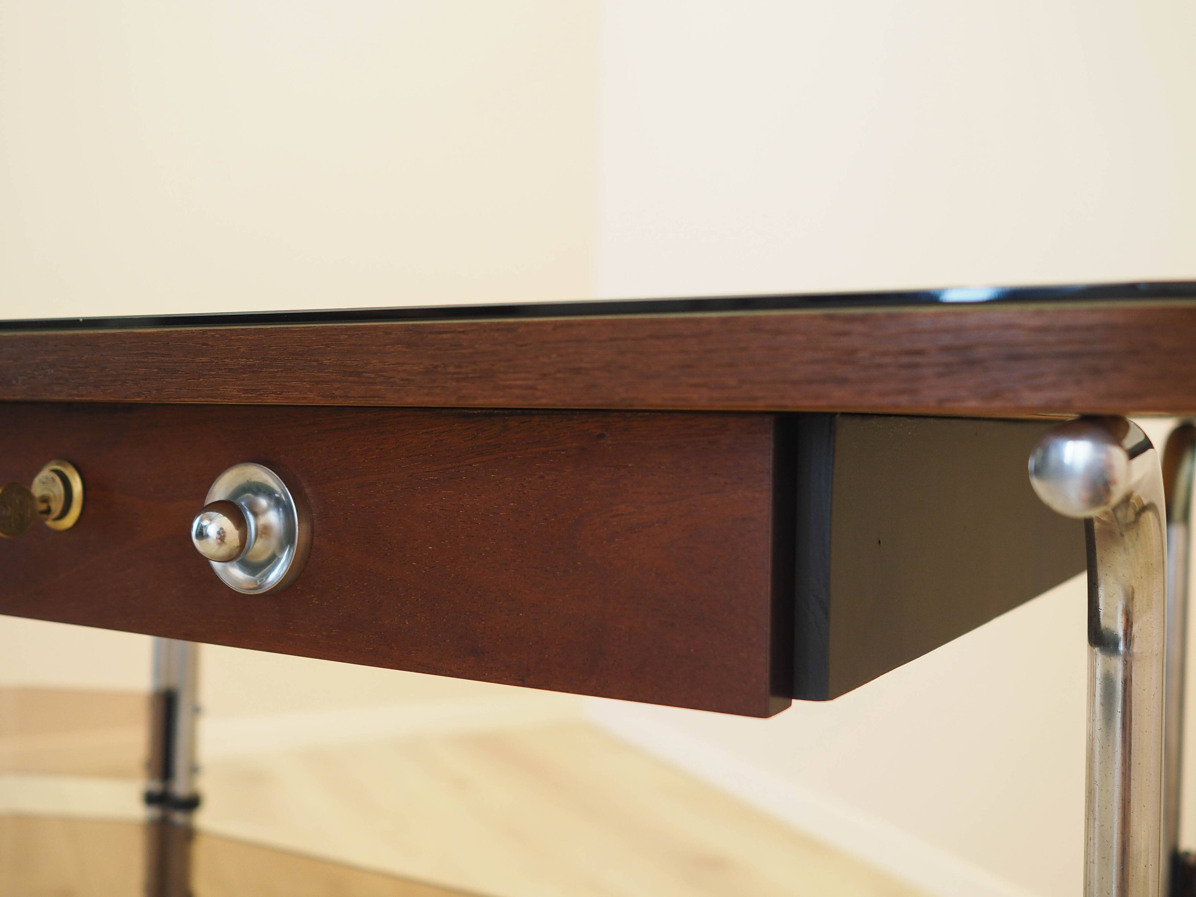 Mahogany desk, Italian design, 1980s, made in Italy