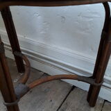 Gueridon en demi-lune vintage en rotin et cannage sur bois