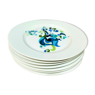 Set of 6 flat plates Manufacture Royale de Limoges