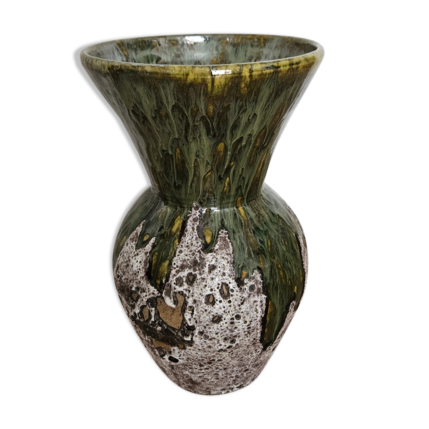 Vase vert olive et fat lava crème chantrier sauzelles