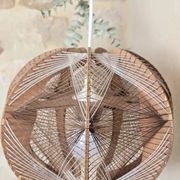 Vintage Scandinavian suspension string art wood and thread – 1970s design