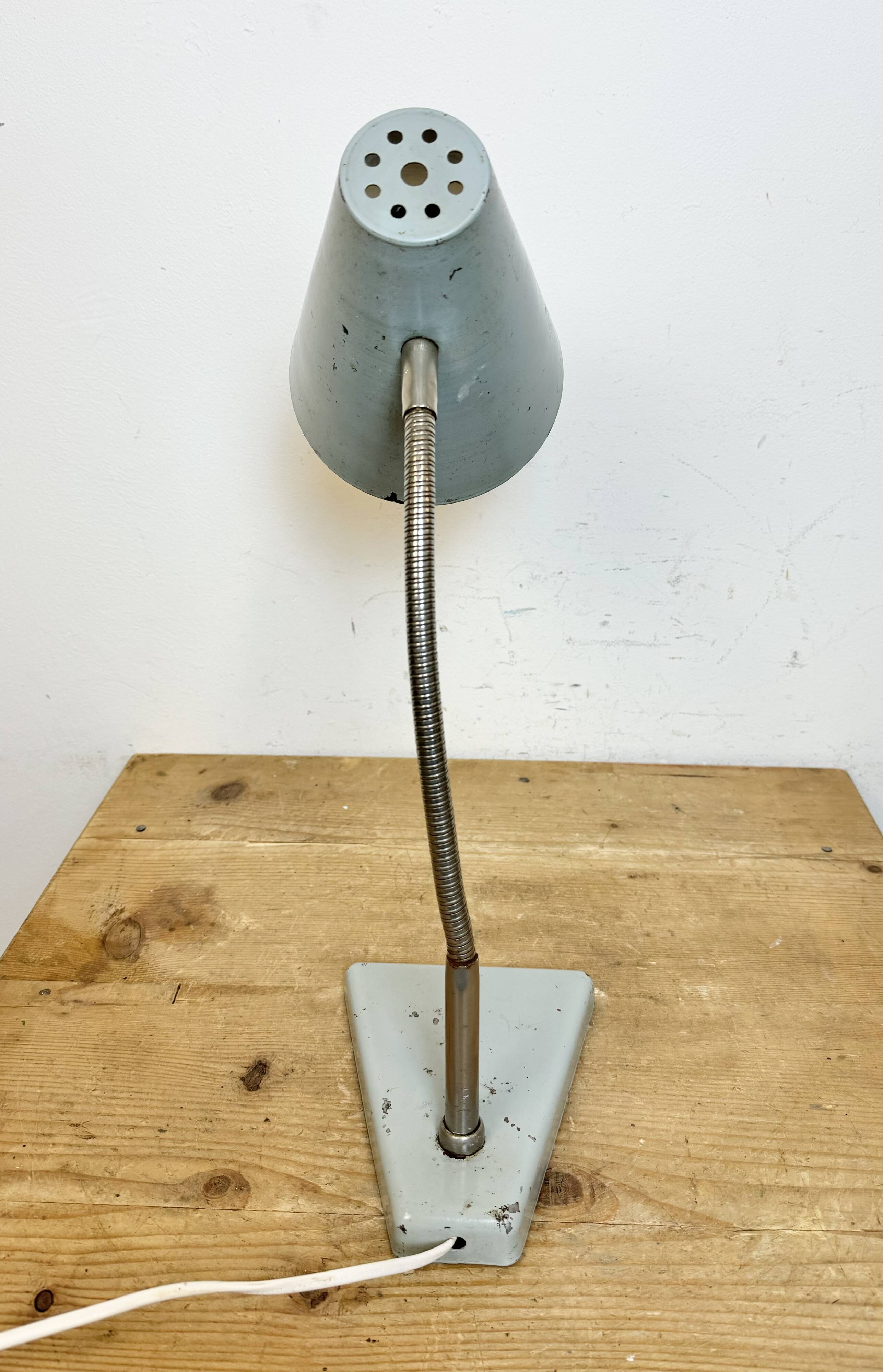 Grey Industrial Gooseneck Table Lamp from Zaos, 1960s