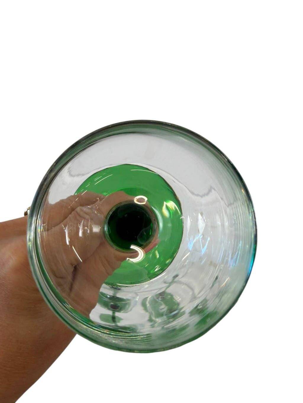 Set of 10 vintage green glass wine glasses Luminarc Alsace
