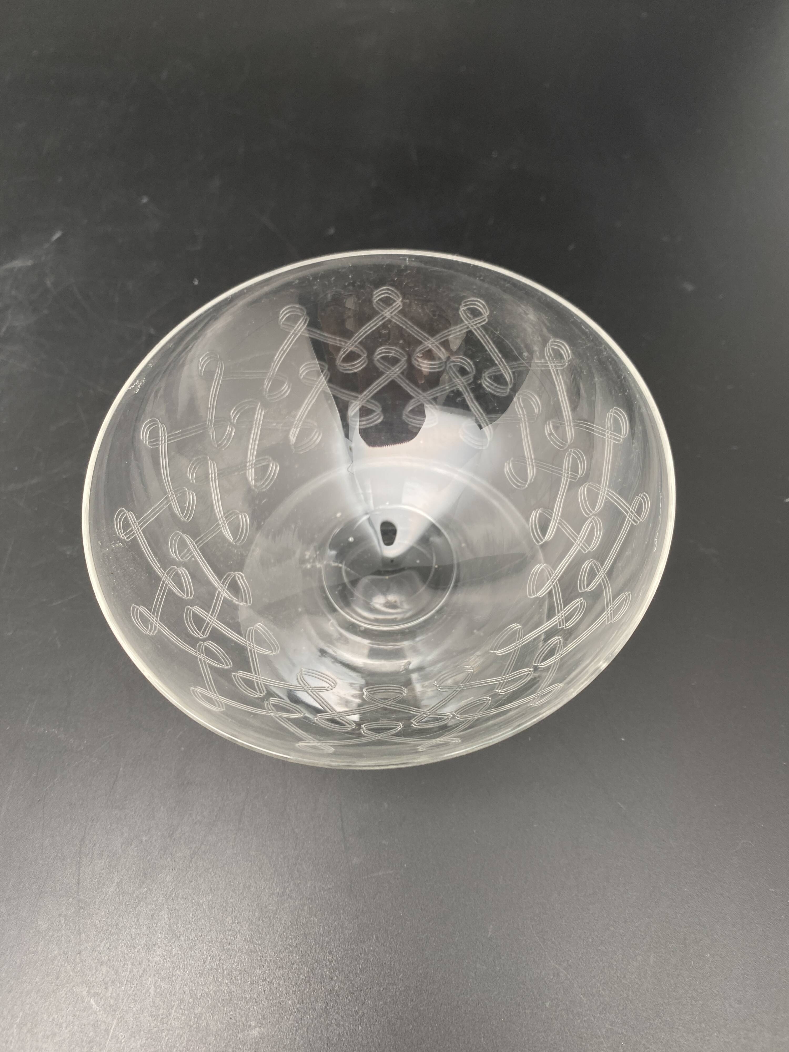 Chiseled crystal champagne glasses