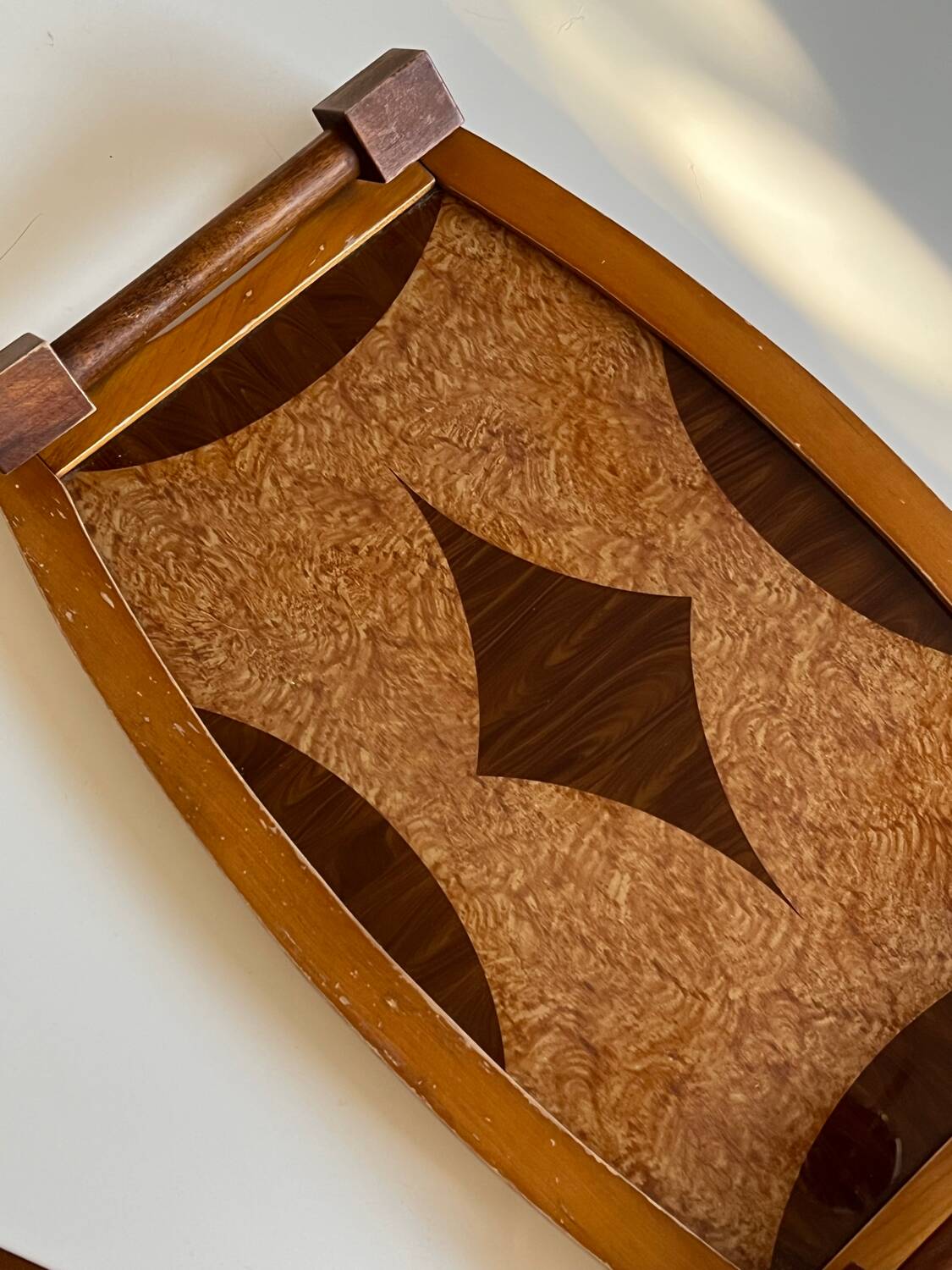 Vintage wooden marquetry tray - art deco