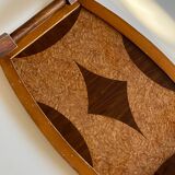 Plateau marqueterie en bois vintage - art déco