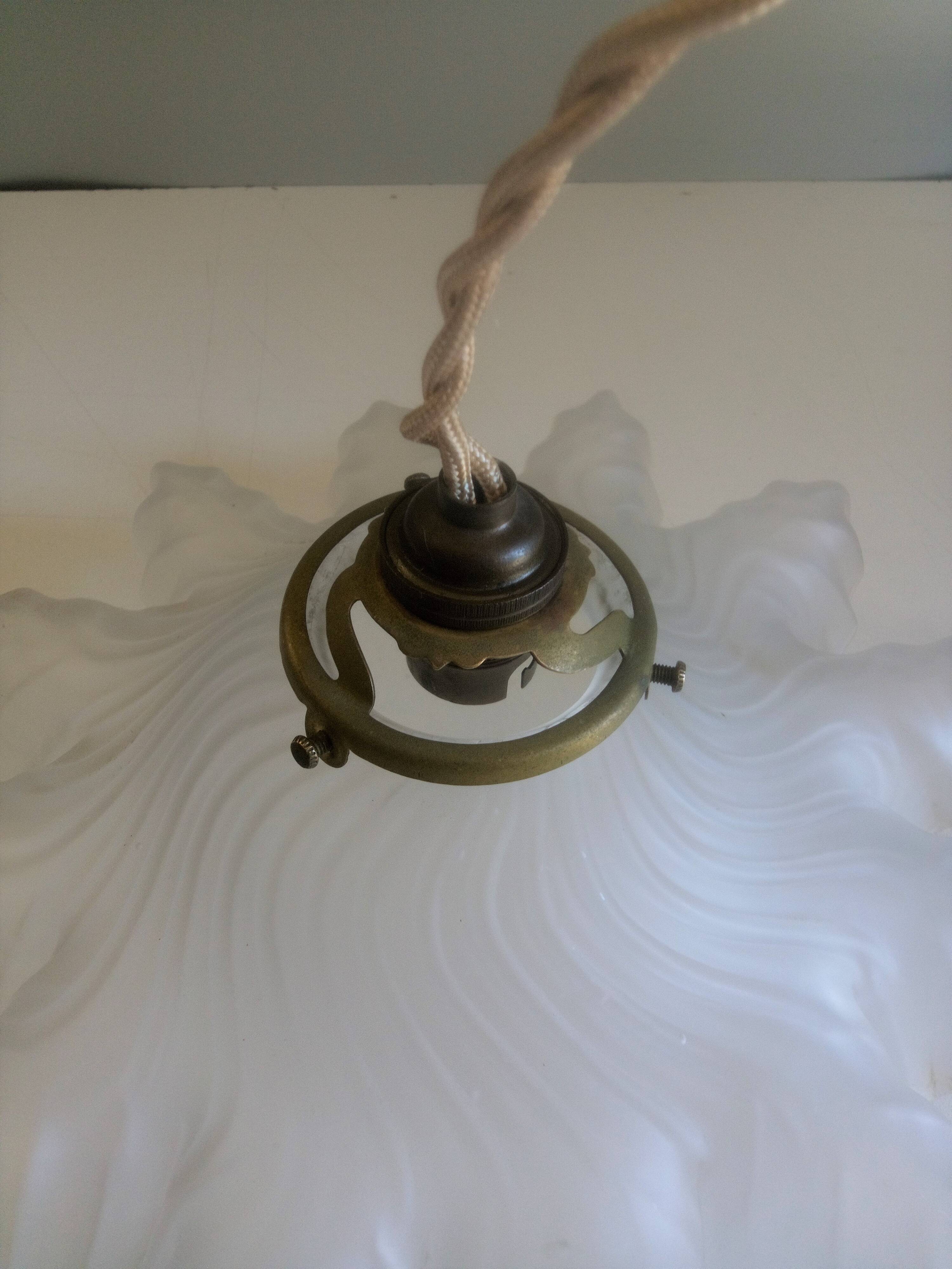 Antique molded glass pendant light - 1930-40