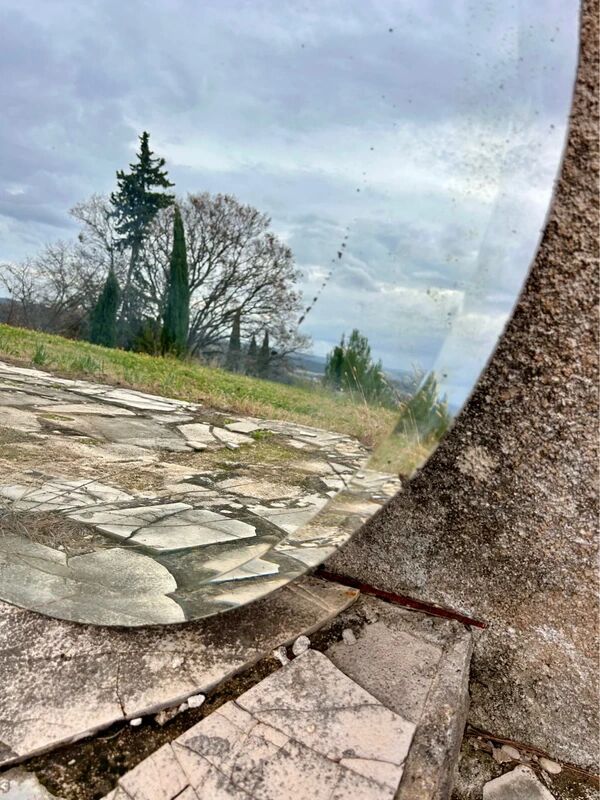 Antique bevelled mirror 90 cm