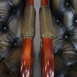 Set of 2 Green Cowhide Leather English Chesterfield Armchairs