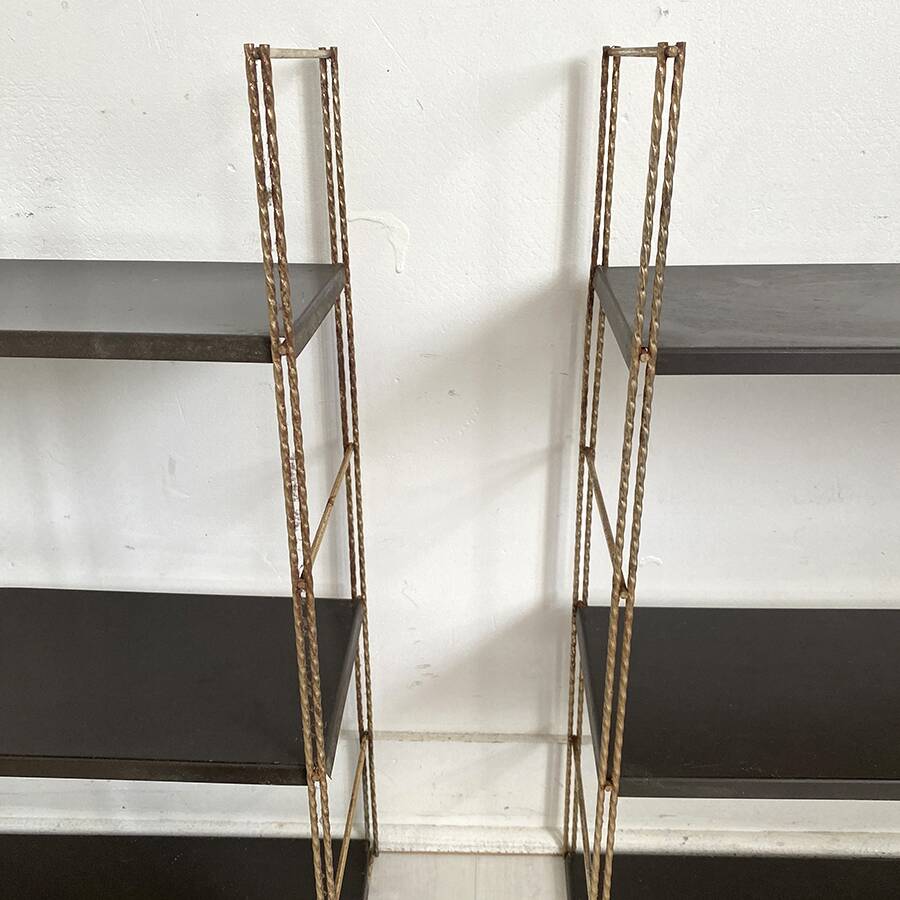 Pair of twisted string wall shelves