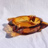 Vintage amber glass ashtray 70s