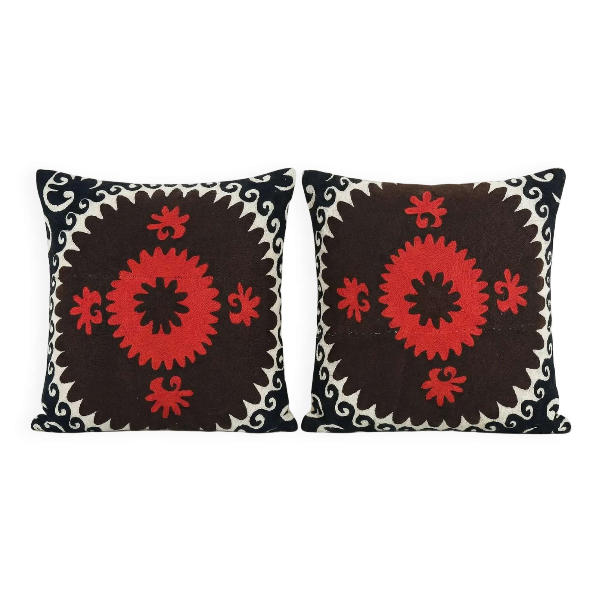 Set of 2 vintage embroidered cushion covers 53x56 cm
