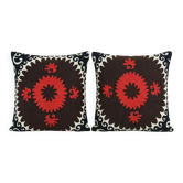 Lot de 2 housses de coussin brodées vintage 53x56 cm