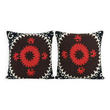 Set of 2 vintage embroidered cushion covers 53x56 cm