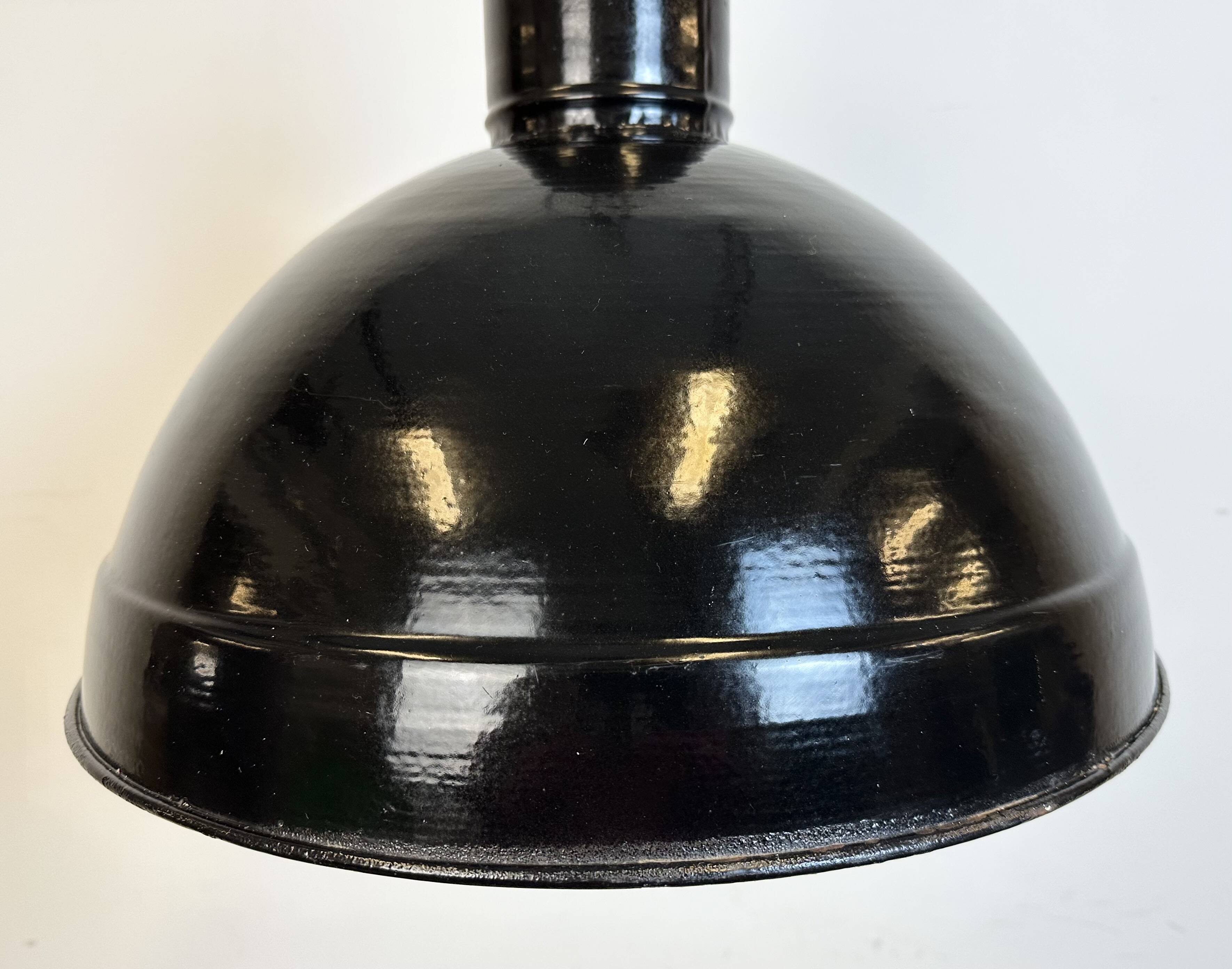 Industrial black enamel factory pendant lamp, 1950s