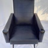Rockabilly armchair in black skai from the 60s