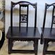 Pair of old chairs armchairs 19th century Chinese stools in black lacquered wood