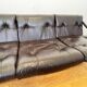 Rare Leather sofa Designed by Tim Bates for Pieff, England, circa 1970s