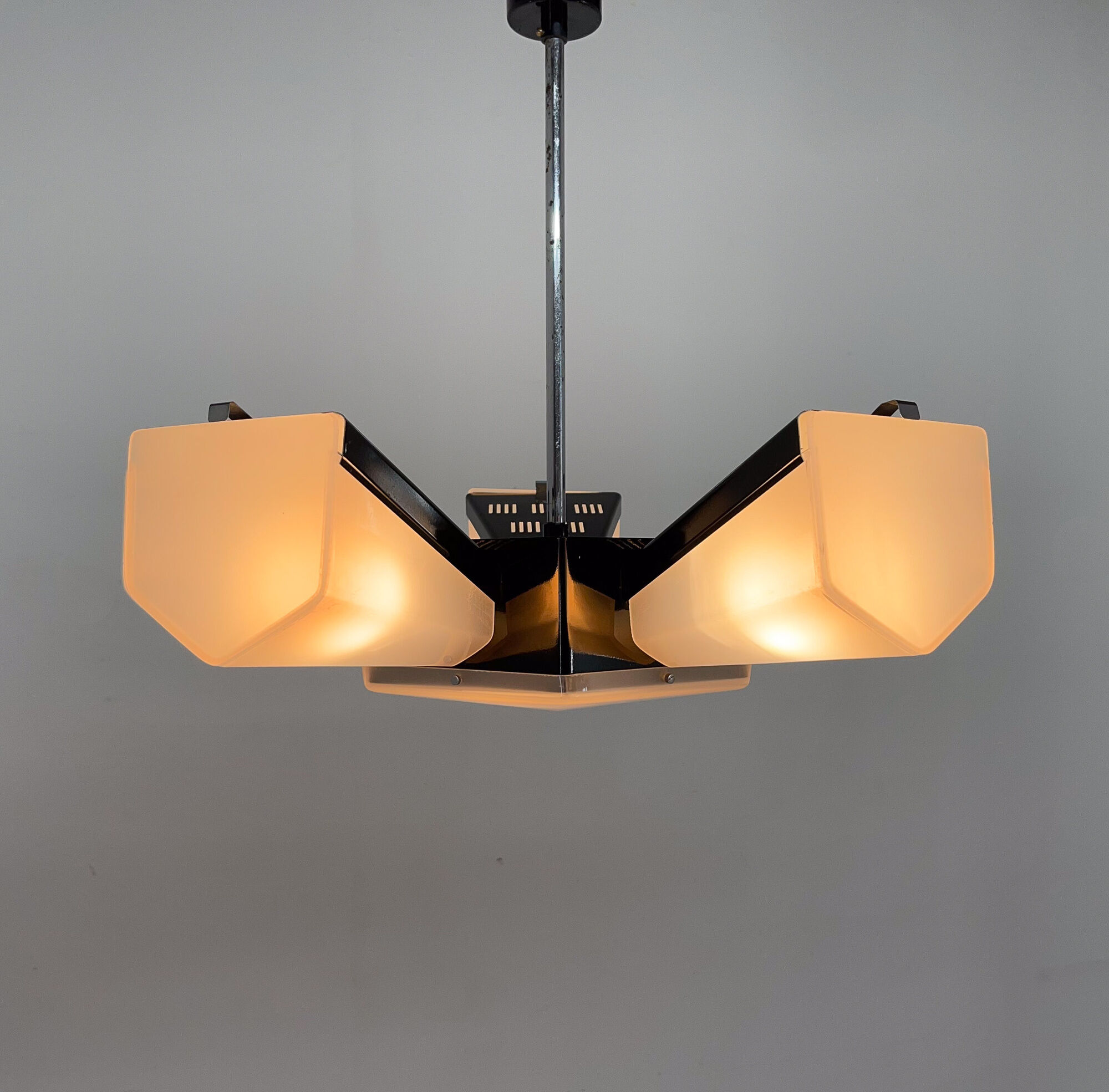 Mid-Century Plastic and Metal Chandelier by Lidokov, Czechoslovakia