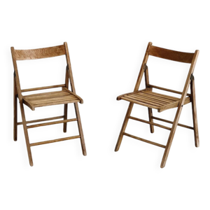 Paire de chaises en bois - pliantes