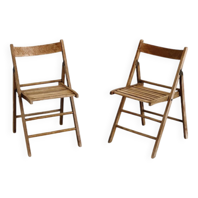 Paire de chaises en bois pliantes