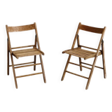 Pair of folding wooden chairs