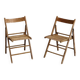 Pair of folding wooden chairs