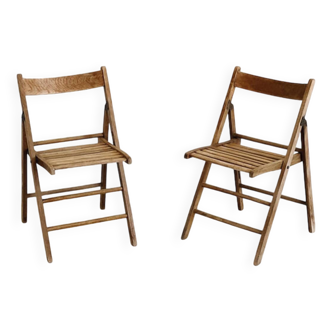 Paire de chaises en bois pliantes