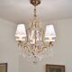 Vintage grapefruit chandelier with three lampshades in Toile de Jouy fabric