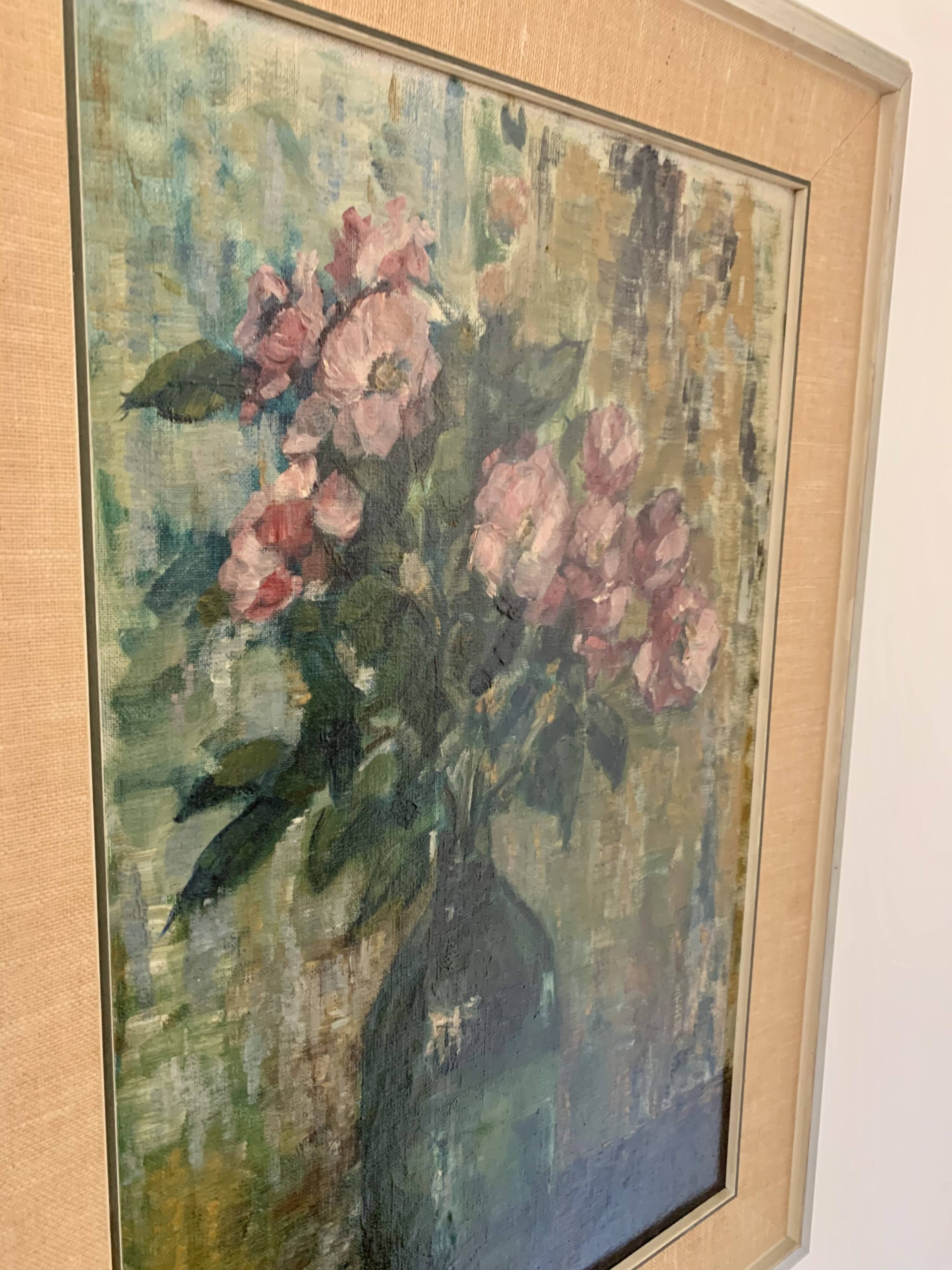 "Flowers" Oil painting, 1960s