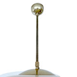 Vintage art deco pendant lamp, gradient glass, red beige, brass, 30 years