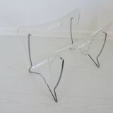 Magazine rack for Roche Bobois in plexiglass and chromed metal, 1970