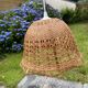 Suspension in rattan and vintage wicker bell shape