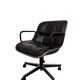 Charles Pollock Knoll Office Chair - Black Leather with Wheels