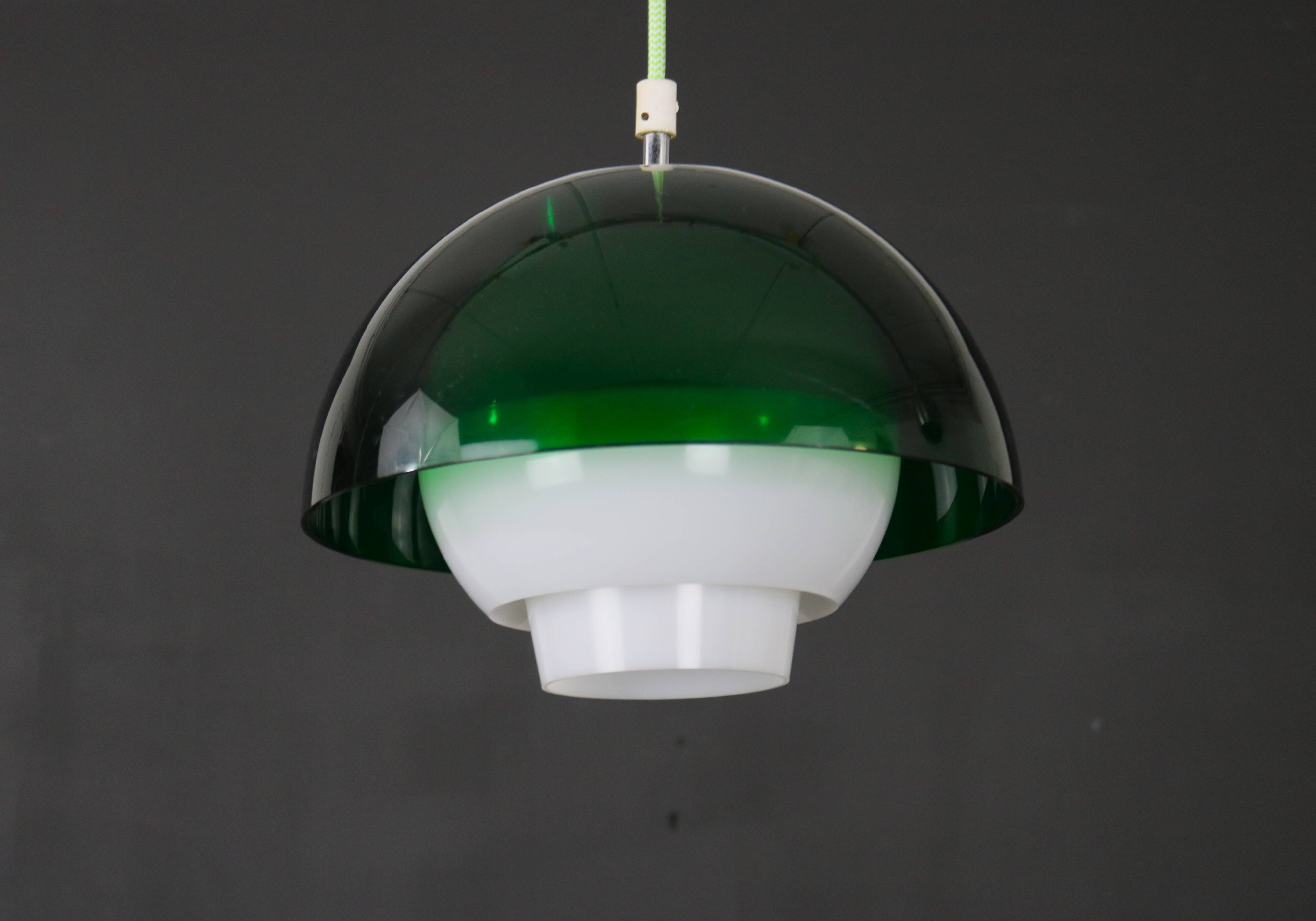 Great looking acrylic pendant lamp by Bent Karlby for ASK Lightings - Model Ergo - Denmark 70's
