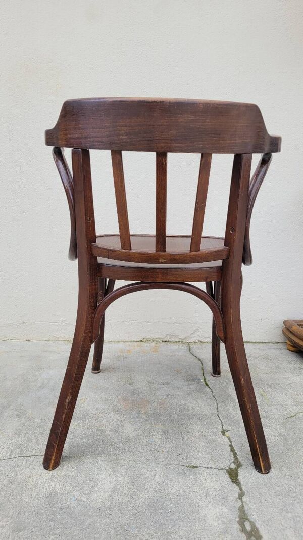 Fauteuil de bureau signé Baumann style bistrot bois courbé -1930s