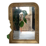 Louis philippe golden fireplace mirror with floral pattern