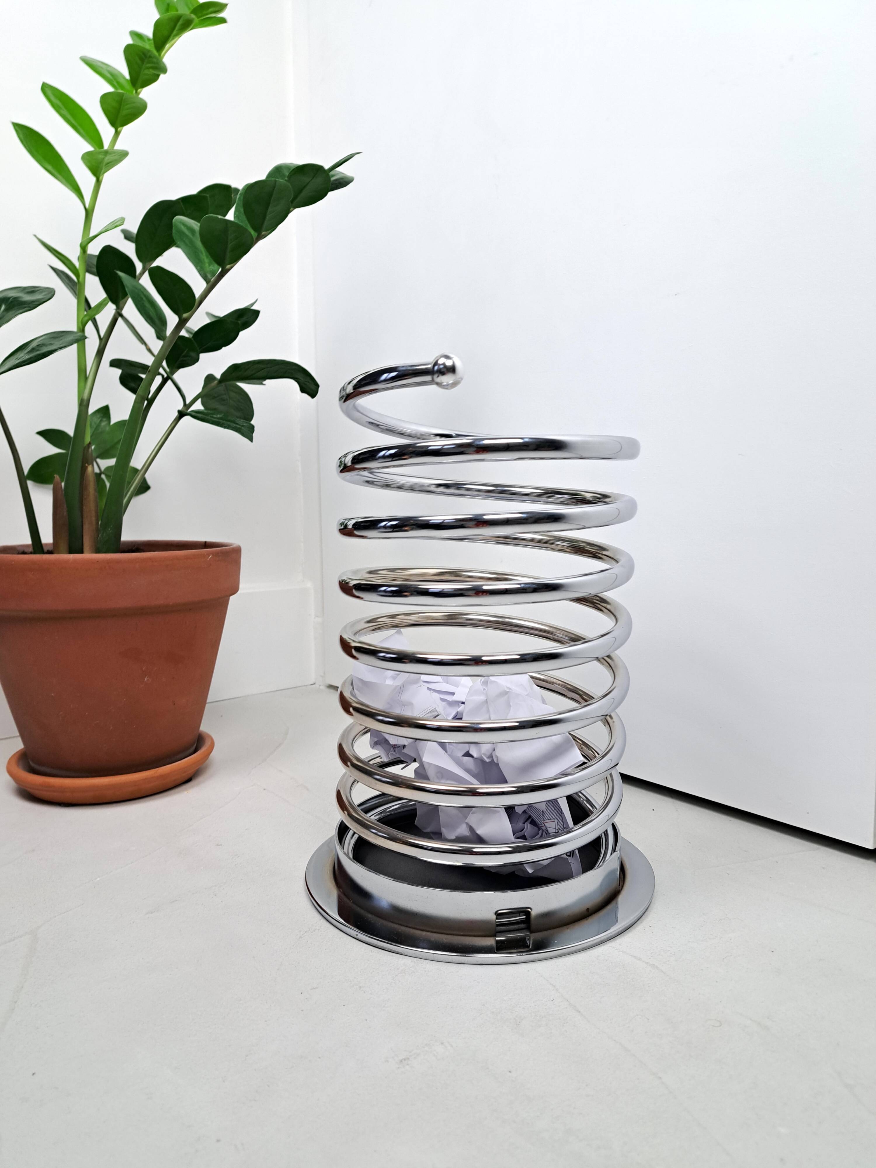 Vintage chrome spring-shaped umbrella stand
