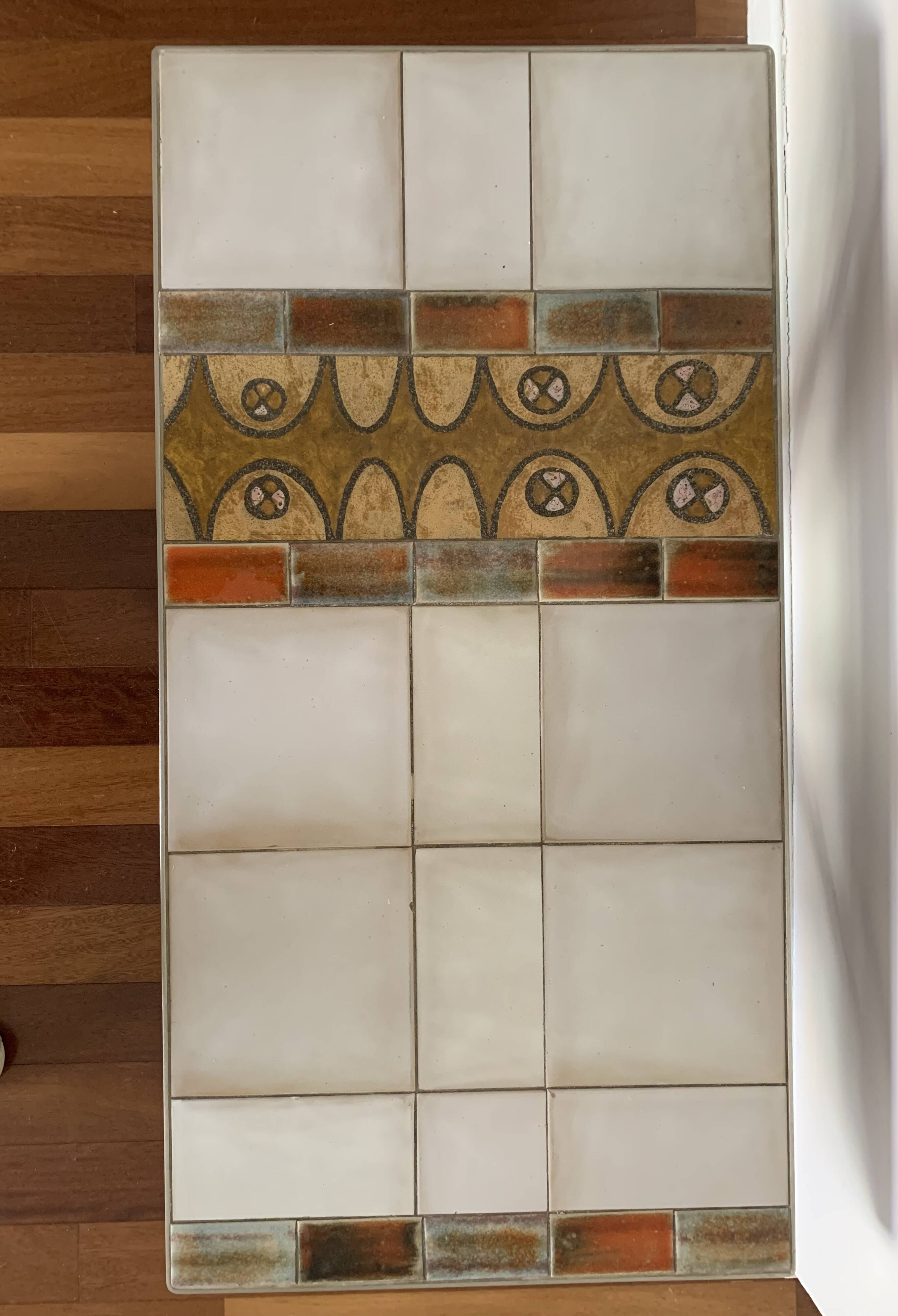 Coffee table in steel and ceramic tiles Roche Bobois