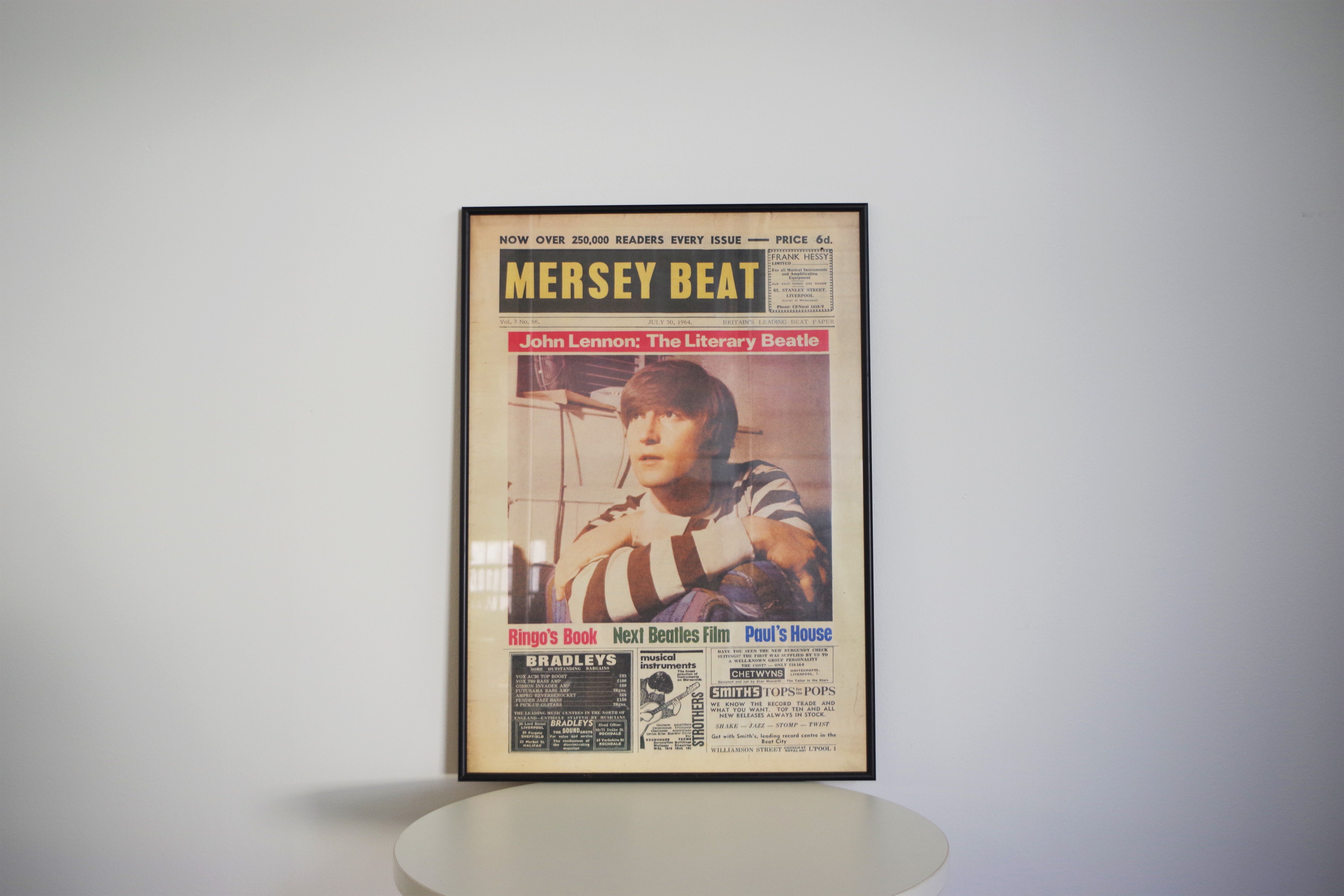 Vintage Beatles poster depicting John Lennon