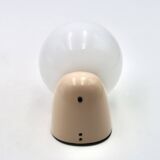 Beige Tissot wall light with opaque white glass globe, 1970s 80s.