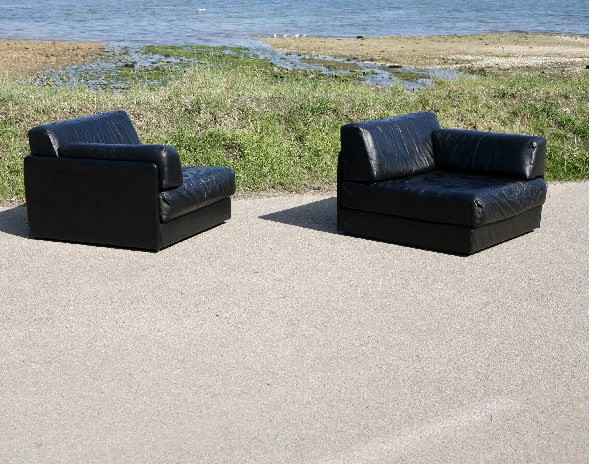 Canapé De Sede DS-76, cuir noir, modulable, Suisse, années 70