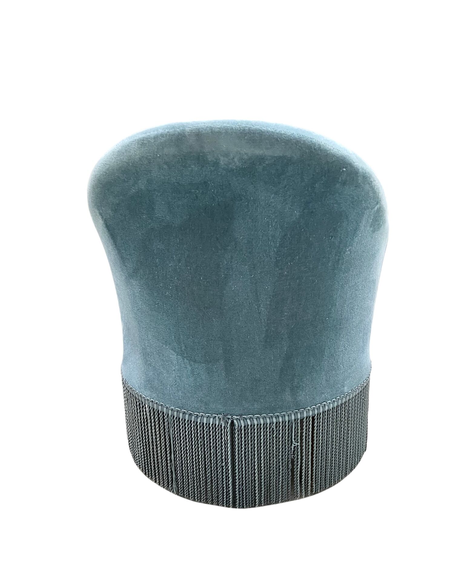 Toad armchair with vintage velvet blue fringe