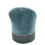 Toad armchair with vintage velvet blue fringe